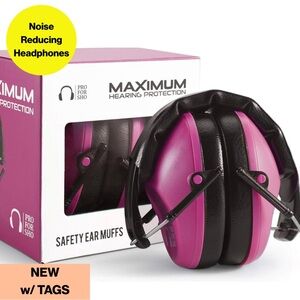 2/for $20 🪩 MAXIMUM Noise Reducing Headphones, Safety Ear Muffs -PINK (One Size)